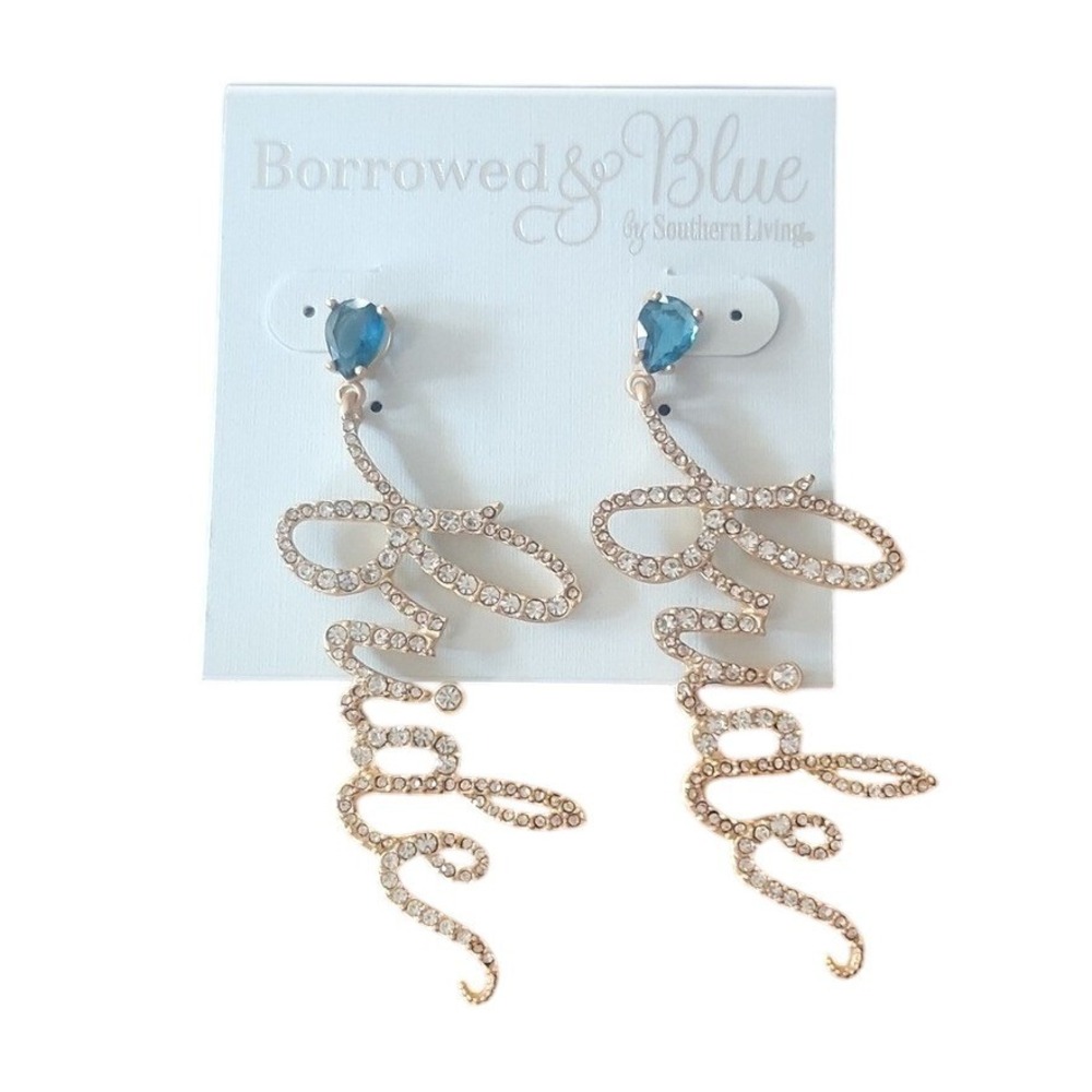 NEW Southern Living Borrowed & Blue Wedding bride Drop Earrings Pave Glitzy